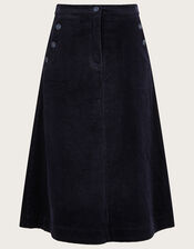 Cord Midi Skirt, Blue (MIDNIGHT), large