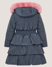 Taylor Bow Hooded Puffer Coat, Blue (NAVY), large