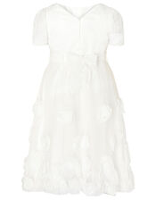 3D Roses Communion Dress, White (WHITE), large