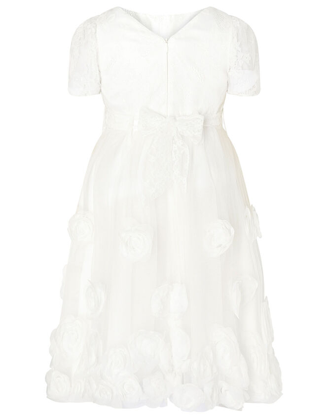 3D Roses Communion Dress, White (WHITE), large