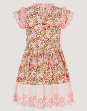 Floral Broderie Smocked Jersey Dress, Multi (MULTI), large