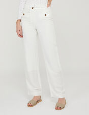 Charlotte Short-Length Trousers in Linen Blend, White (WHITE), large