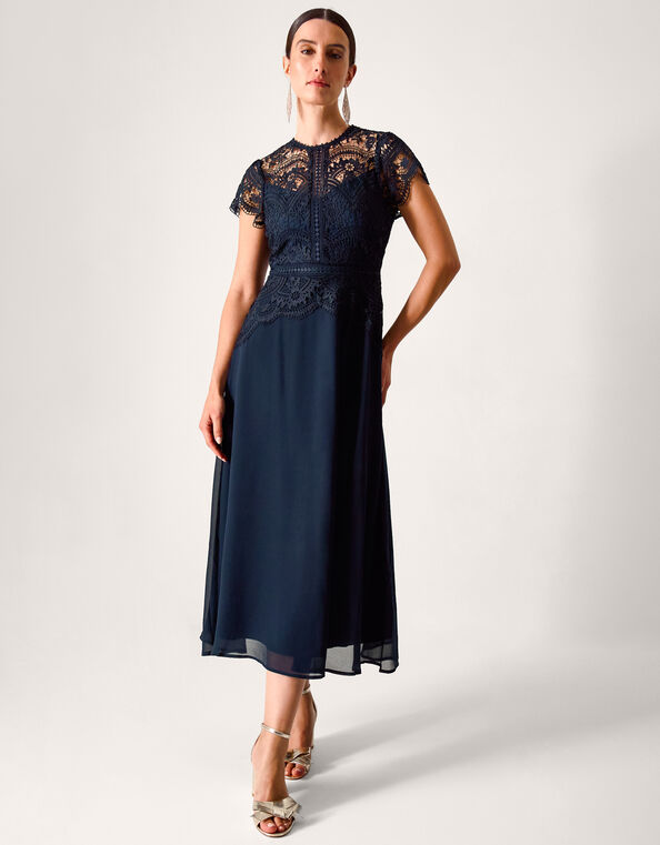 Monica Lace Midi Bridesmaid Dress, Blue (NAVY), large