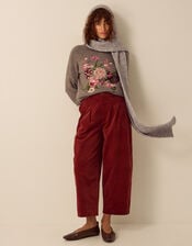Carri Floral Cross Stitch Crew Neck Jumper, Mink (MINK), large