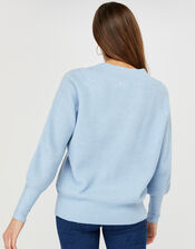 Georgie Ribbed Knit Jumper, Blue (BLUE), large