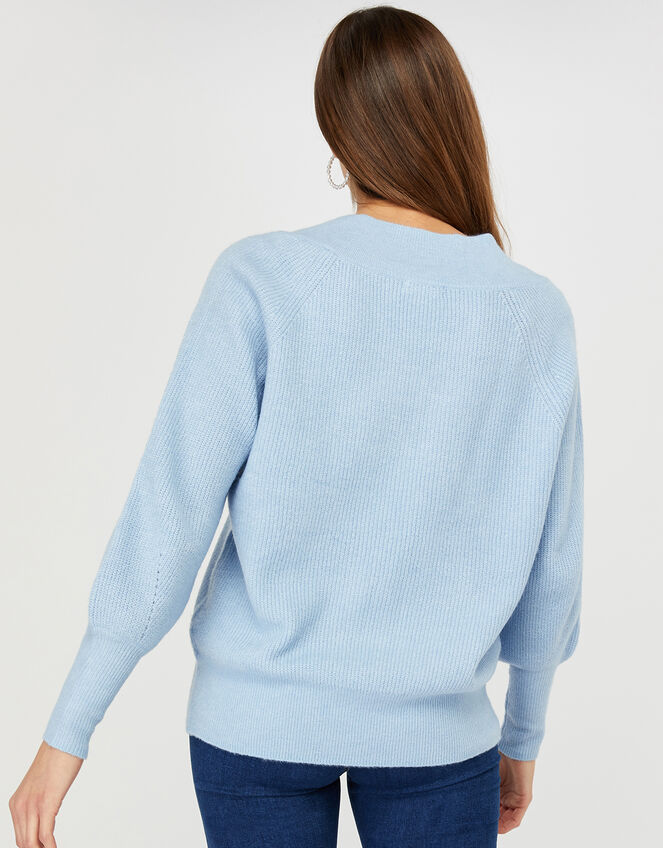 Georgie Ribbed Knit Jumper, Blue (BLUE), large