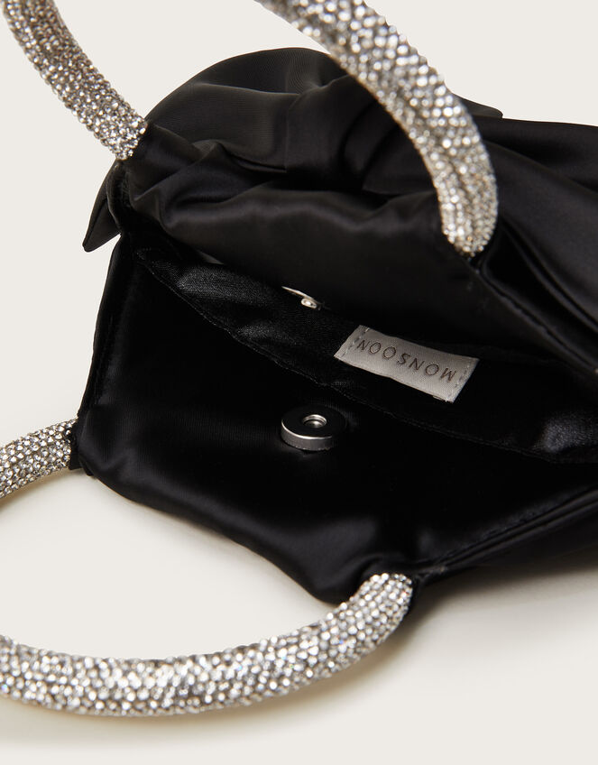 Bow Dazzle Handle Bag, Black (BLACK), large