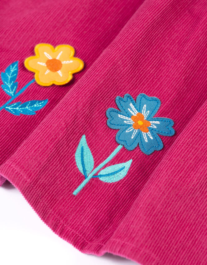 Frugi Embroidered Floral Cord Skirt, Pink (PINK), large