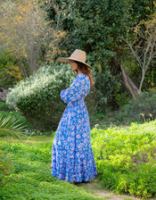 La Galeria Elefante Jodie Flamenco Maxi Dress, Blue (BLUE), large