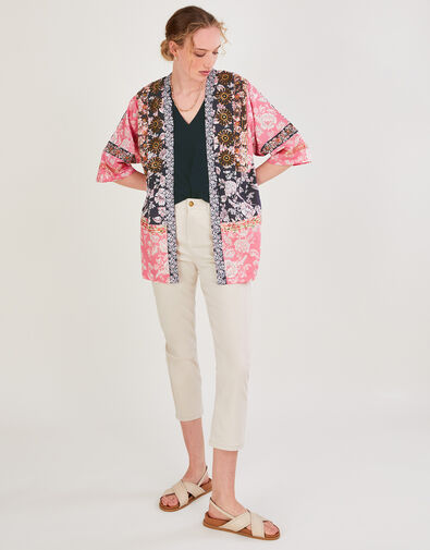 Premium Floral Print Embellished Jacket, Black (BLACK), large