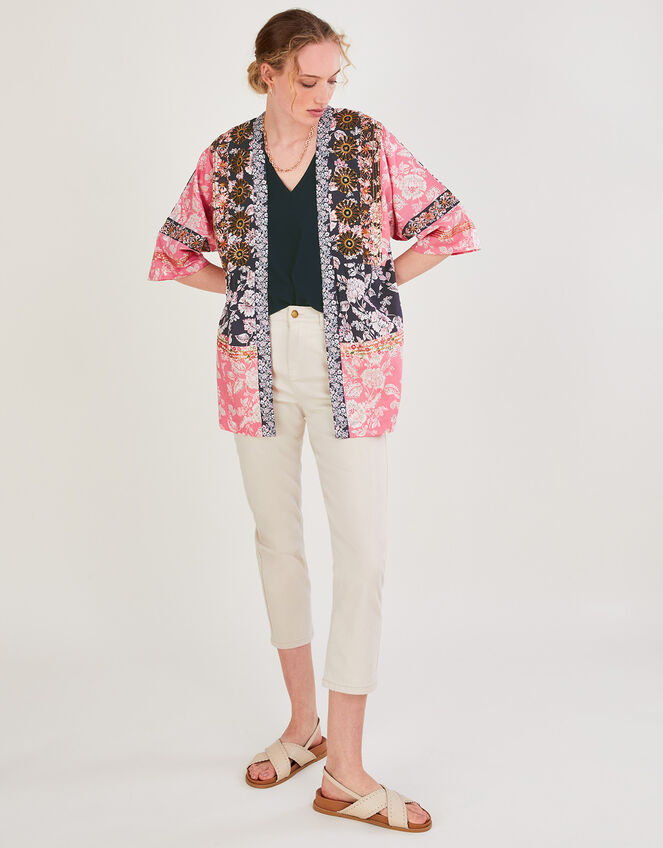 Premium Floral Print Embellished Jacket, Black (BLACK), large
