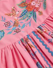 Aurelia Tropical Floral Puff Sleeve Dress, Pink (PINK), large