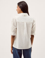 Annette Puff Sleeve Lace Shirt, White (WHITE), large