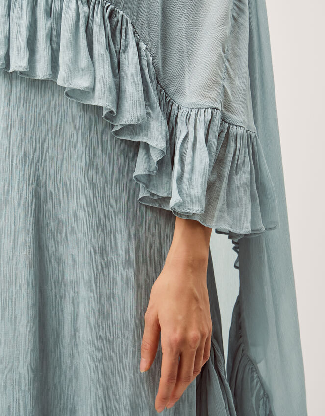 Jodie Ruffle Cape Chiffon Maxi Dress Blue
