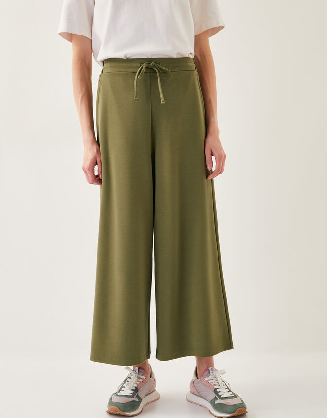 Jo Jersey Culotte Trousers, Green (KHAKI), large