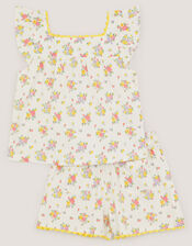 Rose Bud Print Short Pyjama Set, Ivory (IVORY), large