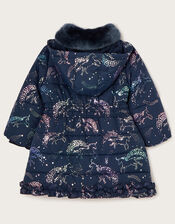 Foil Unicorn Padded Coat with Faux Fur Collar, Multi (MULTI), large