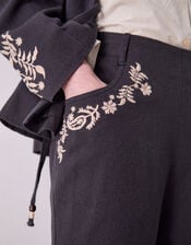 East Esme Embroidered Trousers, Grey (CHARCOAL), large
