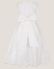 Lola Bow Lace Trim Dress, White (WHITE), large