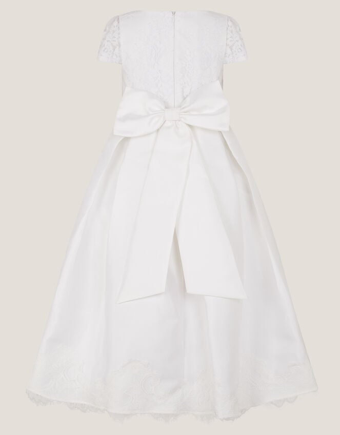 Lola Bow Lace Trim Dress, White (WHITE), large