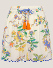 Kaia Scallop Floral Shorts, Ivory (IVORY), large
