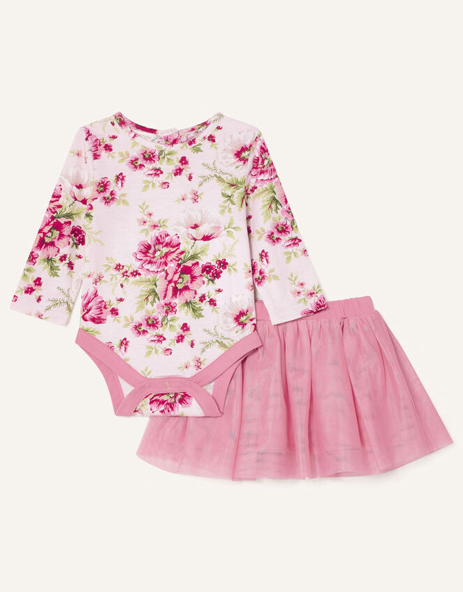 Newborn Floral Bodysuit and Skirt, Pink (PINK), large