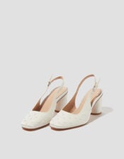 Pelia Pearl Satin Slingback Heels, Ivory (IVORY), large