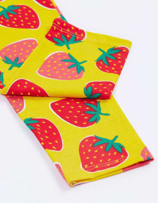 Frugi Libby Strawberry Printed Leggings, Yellow (YELLOW), large