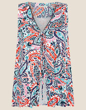 Paisley Tie Front Jersey Tank Top, Orange (ORANGE), large