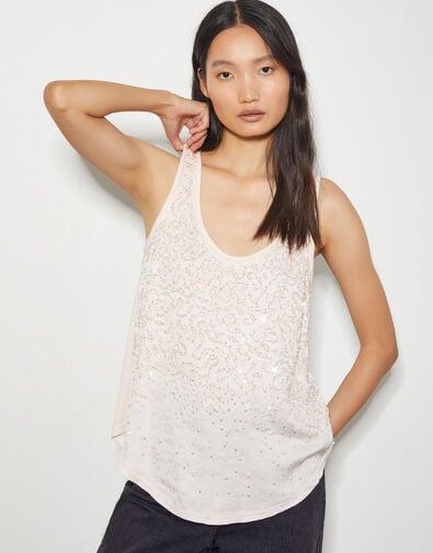 Ember Embellished Tank Top, Nude (NUDE), large