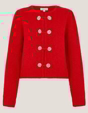 Fessa Jewel Brooch Cardigan, Red (RED), large