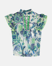 Piti Cuiti Pineapple Print Top & Mini Skirt Set, Blue (BLUE), large