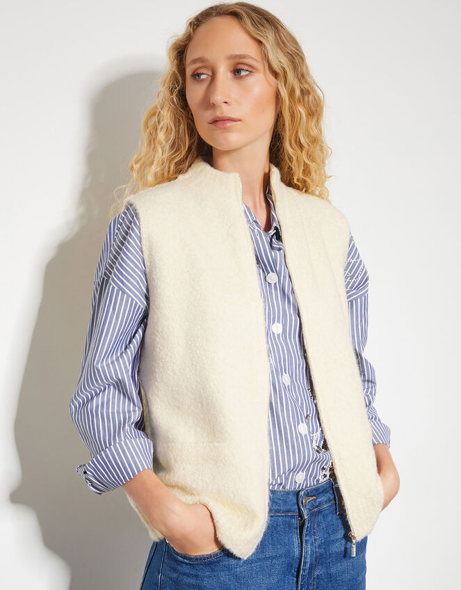 Zayn Zip Knit Gilet, Natural (NATURAL), large