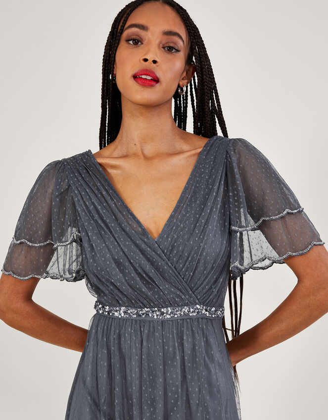 Isla Spot Mesh Maxi Dress, Blue (DARK BLUE), large