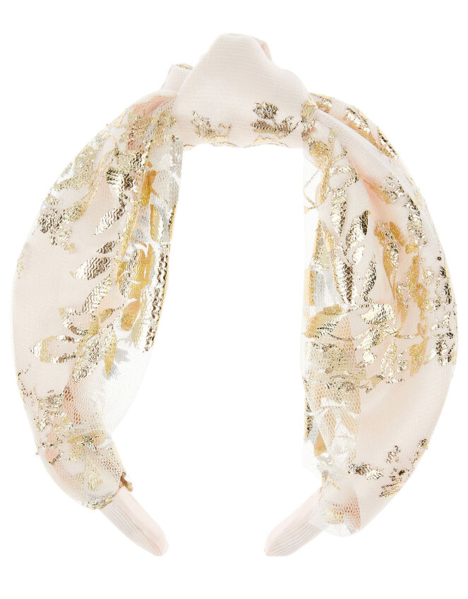 Genevieve Foil Print Knot Headband , , large