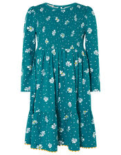 Daisy Shirred Jersey Dress , Green (GREEN), large