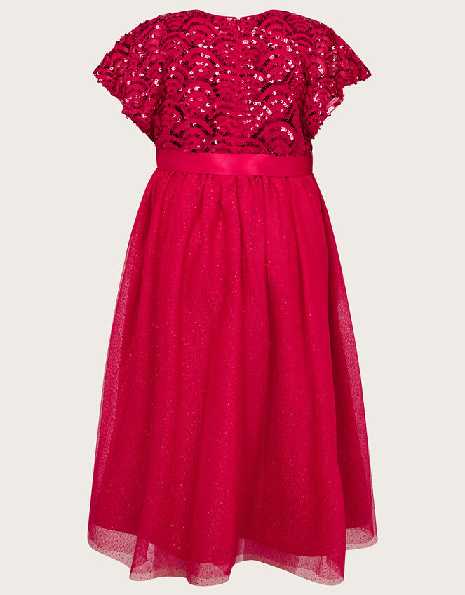 Truth Cape Sleeve Art Deco Sequin Dress, Red (RED), large