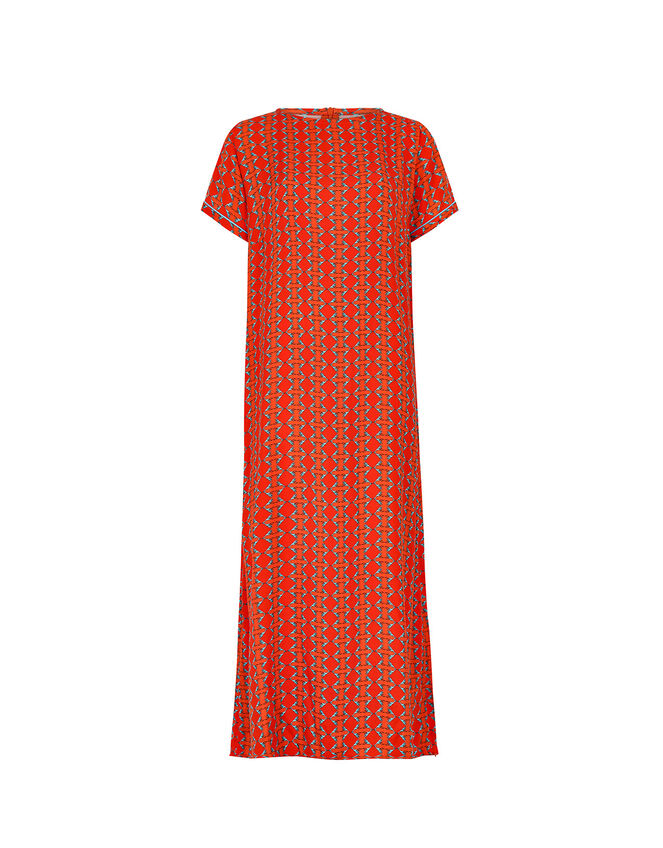 DEEBA Swing Reversible Print Dress, Orange (ORANGE), large