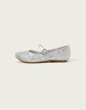 Sparkle Dust Ballerina Flats, Silver (SILVER), large