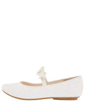 Glitter Butterfly Ballerina Flats, Ivory (IVORY), large