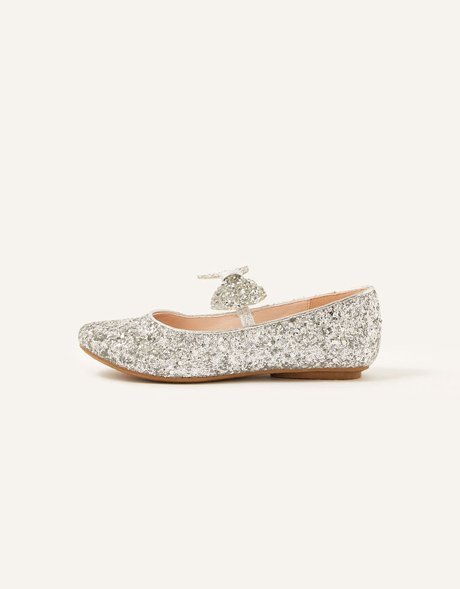Glitter Ballerina Flats, Silver (SILVER), large