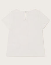 Sequin Heart Pocket T-Shirt, Ivory (IVORY), large