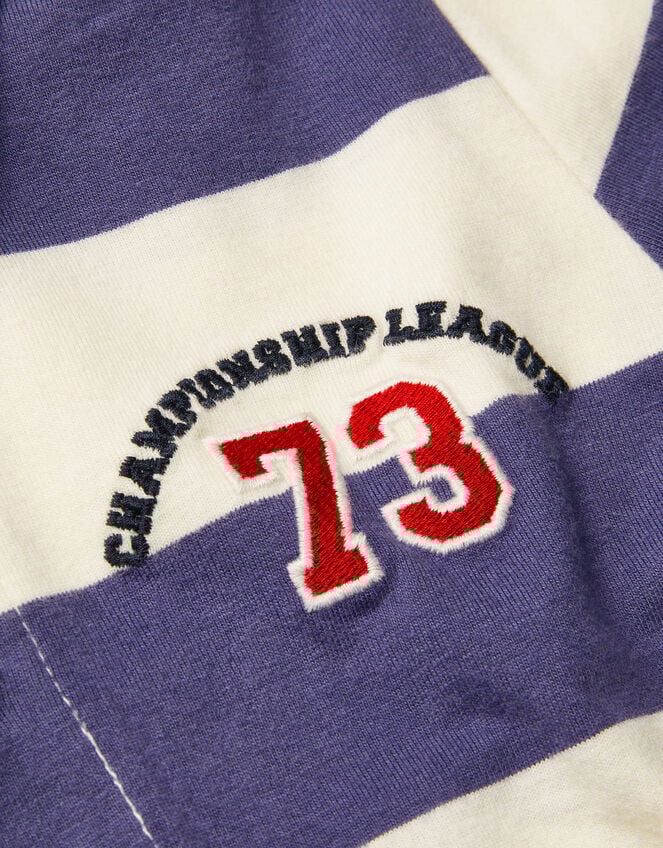 Stripe Long Sleeve Rugby Shirt, Blue (BLUE), large