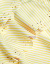 Baby Tiered Frill Stripe Swimsuit, Yellow (YELLOW), large