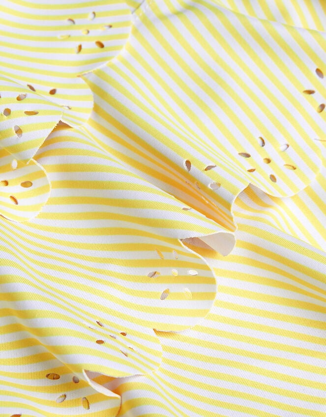 Baby Tiered Frill Stripe Swimsuit, Yellow (YELLOW), large