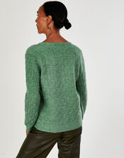 Super-Soft Cable Knit Cardigan, Green (GREEN), large