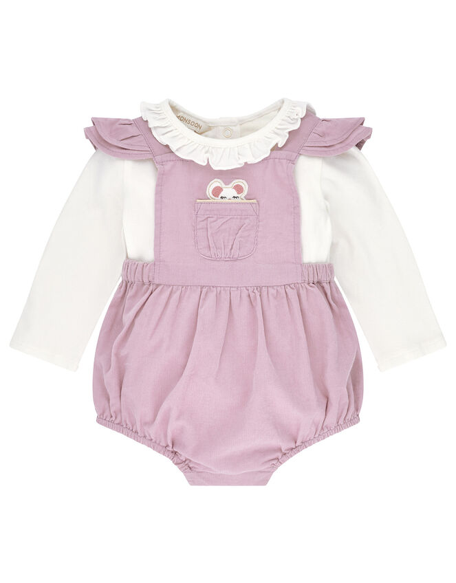Newborn Baby Mouse Cord Romper Set, Purple (LILAC), large