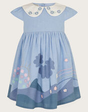 Baby Applique Chambray Dress, Blue (BLUE), large