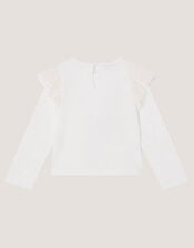 Sequin Christmas Reindeer Long Sleeve Top, Ivory (IVORY), large