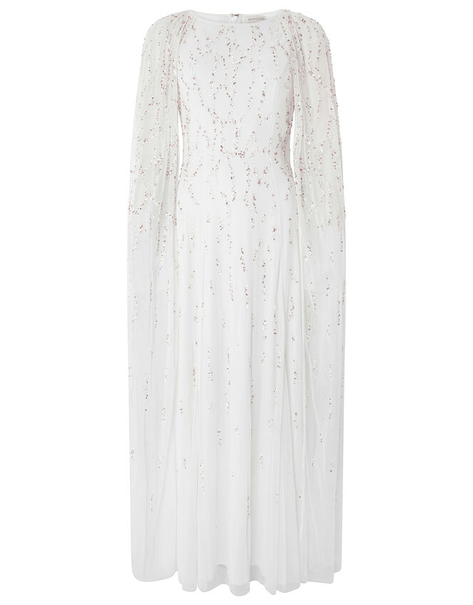 Naomi Embellished Cape Bridal Gown, Ivory (IVORY), large